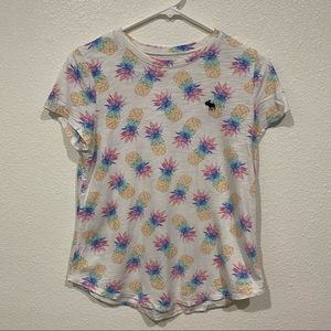 kids white pineapple print abercrombie logo short sleeve t shirt top